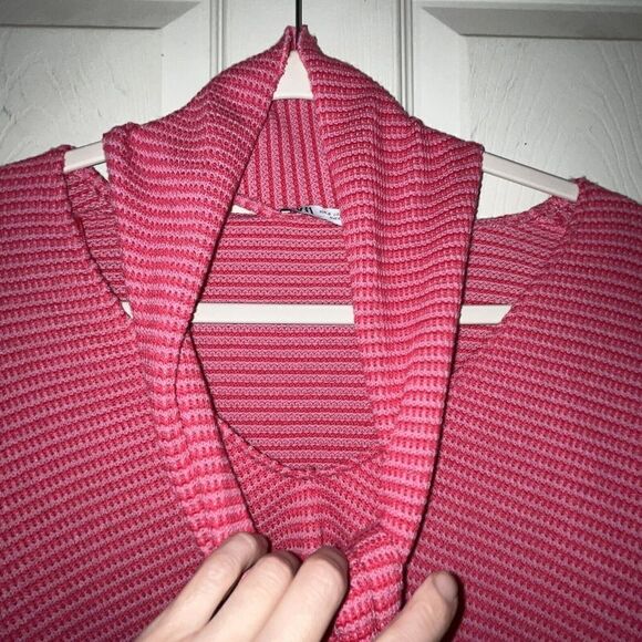 Zara Sweater With Scarf Wmns‎ Sz S Fuschia Pink Striped Long Sleeve Valentine - Picture 4 of 9